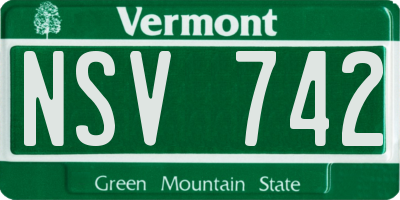 VT license plate NSV742