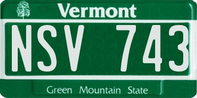 VT license plate NSV743