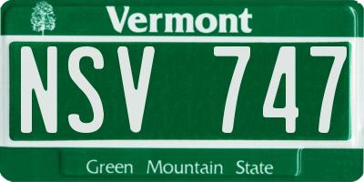 VT license plate NSV747