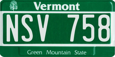 VT license plate NSV758