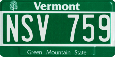VT license plate NSV759