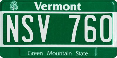 VT license plate NSV760