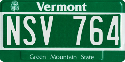 VT license plate NSV764