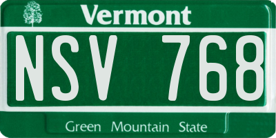 VT license plate NSV768