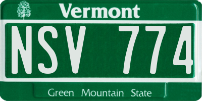 VT license plate NSV774