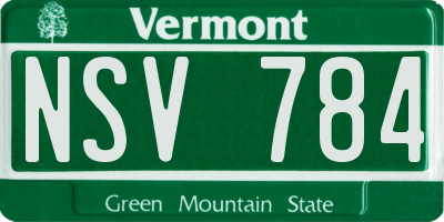VT license plate NSV784