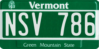VT license plate NSV786
