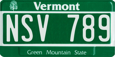 VT license plate NSV789