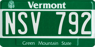 VT license plate NSV792