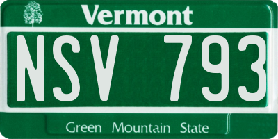 VT license plate NSV793