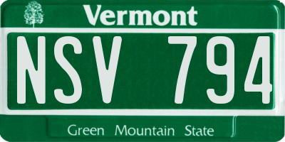 VT license plate NSV794