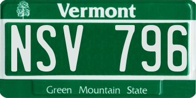 VT license plate NSV796