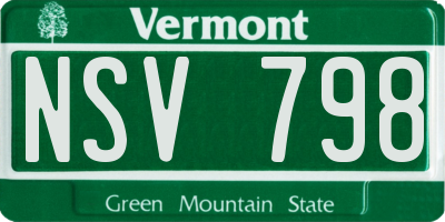 VT license plate NSV798