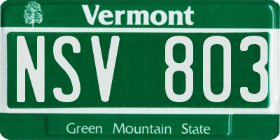 VT license plate NSV803