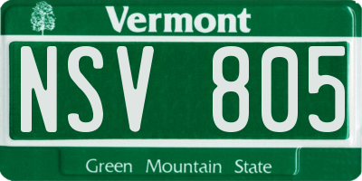 VT license plate NSV805