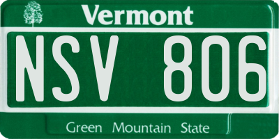VT license plate NSV806