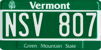 VT license plate NSV807