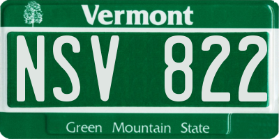 VT license plate NSV822