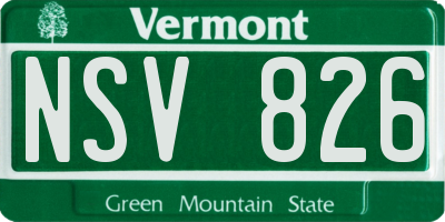 VT license plate NSV826