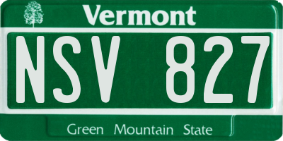 VT license plate NSV827