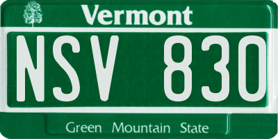 VT license plate NSV830