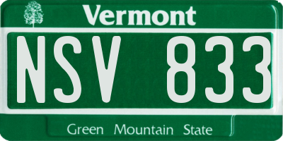 VT license plate NSV833