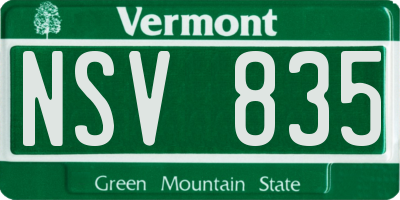 VT license plate NSV835