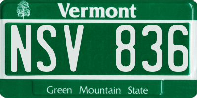 VT license plate NSV836