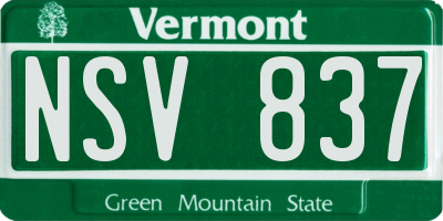 VT license plate NSV837