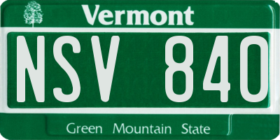 VT license plate NSV840