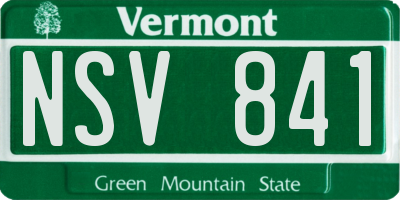 VT license plate NSV841