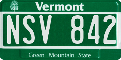 VT license plate NSV842