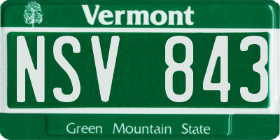 VT license plate NSV843