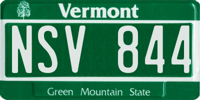 VT license plate NSV844