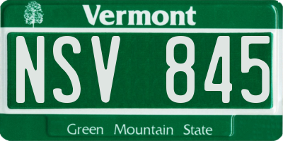 VT license plate NSV845