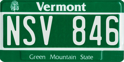 VT license plate NSV846