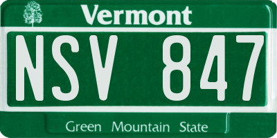 VT license plate NSV847