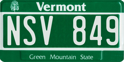 VT license plate NSV849