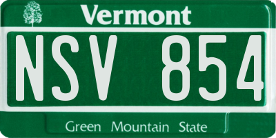 VT license plate NSV854
