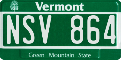 VT license plate NSV864
