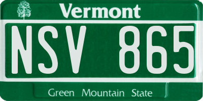 VT license plate NSV865