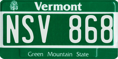 VT license plate NSV868