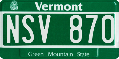 VT license plate NSV870