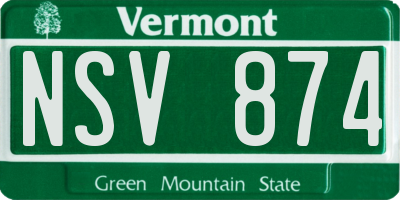 VT license plate NSV874