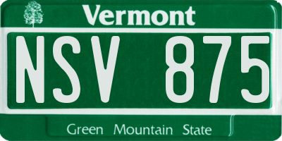 VT license plate NSV875