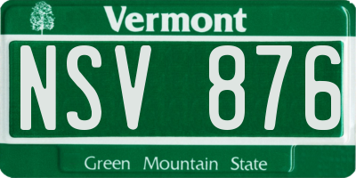 VT license plate NSV876