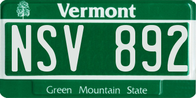 VT license plate NSV892
