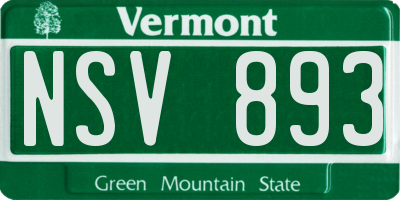 VT license plate NSV893