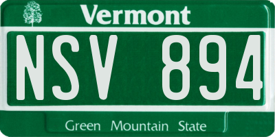 VT license plate NSV894