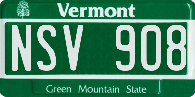 VT license plate NSV908